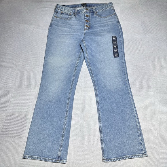 NEW J Crew Mid Rise Flare Crop Exposed Button Fly Jeans Women's Size 29 Tall NWT - Picture 1 of 16
